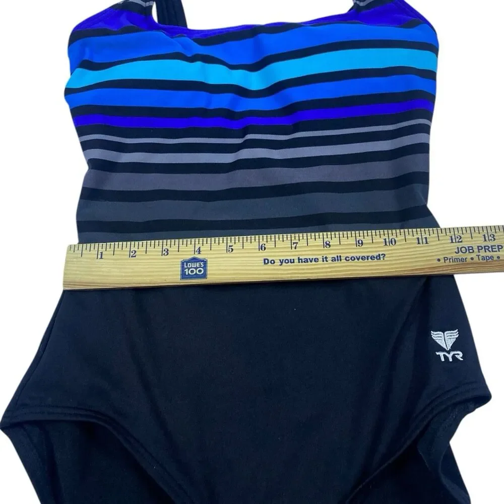 TYR Women DELRAY Aqua ControlFit 1pc SwimSuit - Navy Turquoise‎ - Size 8 - $80